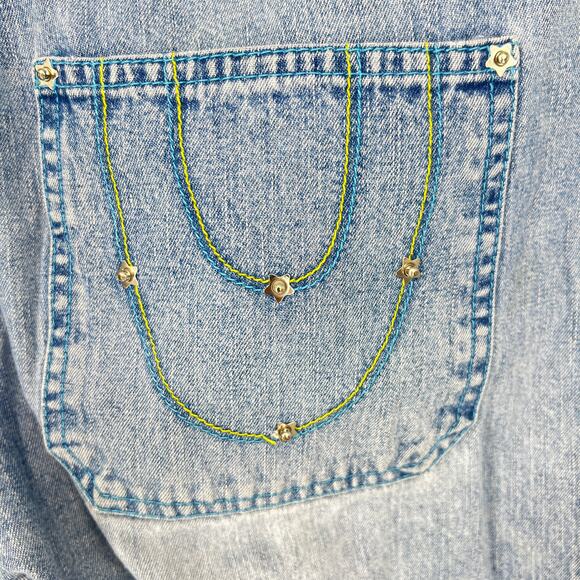 Vintage 90s Y2K Caffeine Wide Leg Rave High Rise Star Studded Juniors Size 7 - Picture 4 of 11